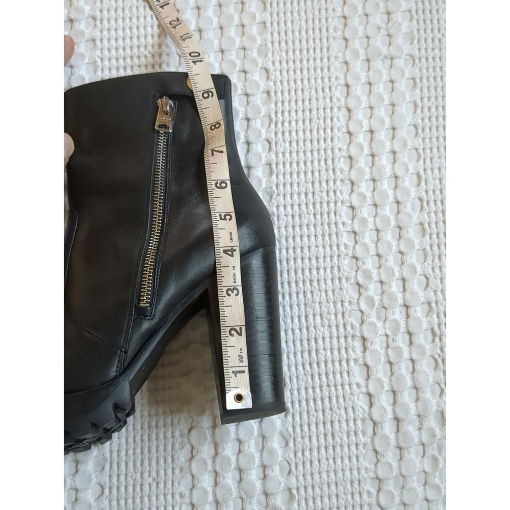 All Saints Ana Heeled Ankle Leather Boots Zip Black Sz 8 Party Club - Picture 11 of 12